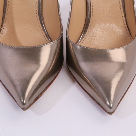 SERGIO ROSSI Metallic Leather Pointed Toe Heels - Picture 12 of 13